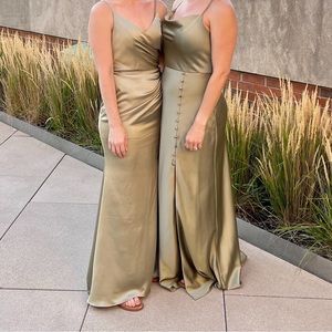 Revelry Rory Satin Dress Silver Sage Bridesmaid Dress